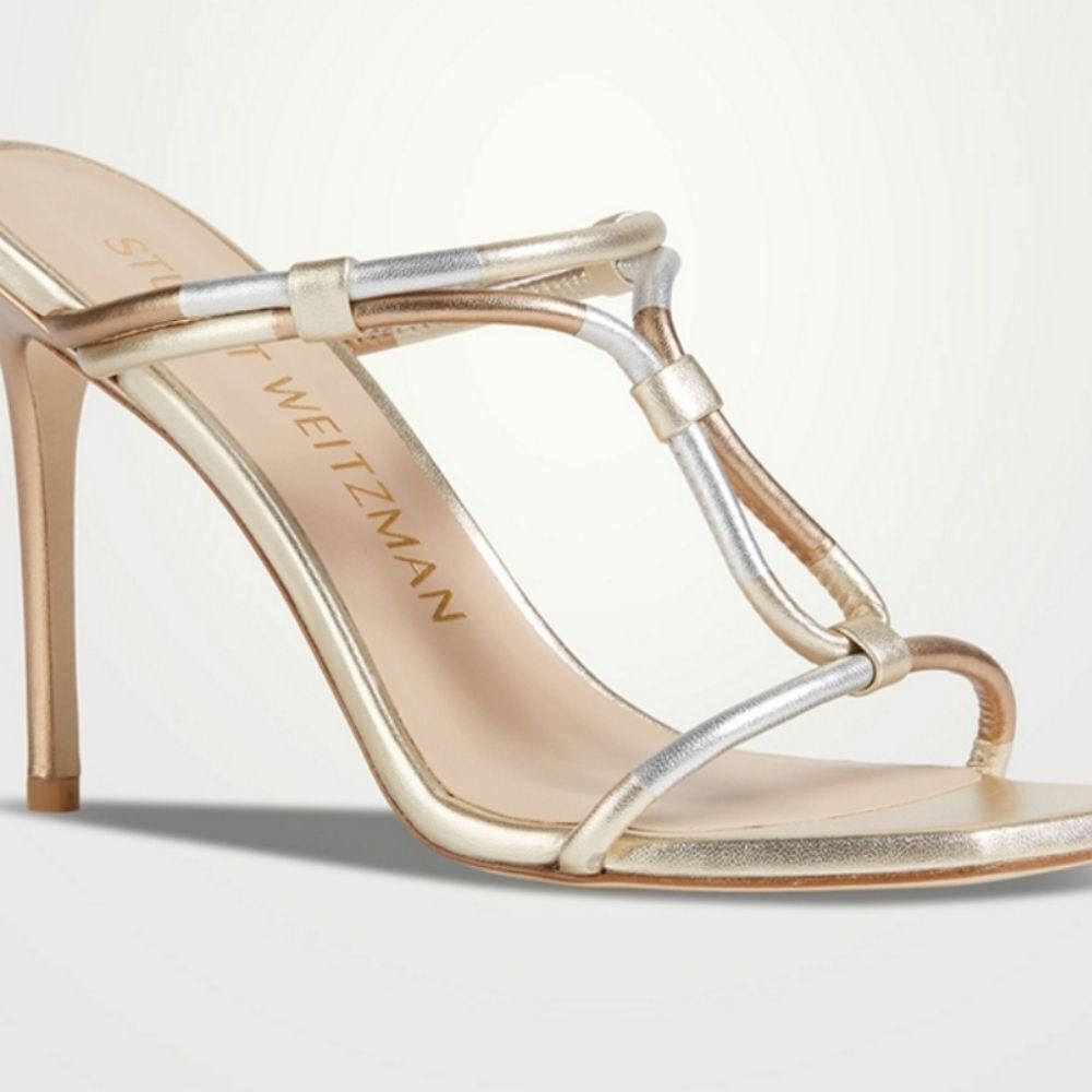 Stuart Weitzman Women's Gold and Silver Heels Size 9.5 New In The Box/Dustbag